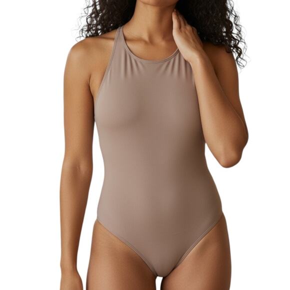 Forever 21 Tan Smooth Thong Bodysuit Size Small – High Neck, Muscle Tank - Picture 1 of 11